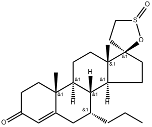 Pregn-4-ene-21-sulfinic acid, 17-hydroxy-3-oxo-7-propyl-, intramol. ester, (7.alpha.,17.alpha.)- Struktur