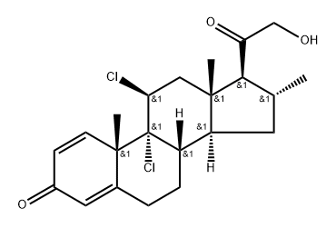 Pregna-1,4-diene-3,20-dione, 9,11-dichloro-21-hydroxy-16-methyl-, (11β,16α)- (9CI) Struktur