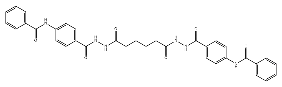 N,N'-[(1,6-dioxo-1,6-hexanediyl)bis(2,1-hydrazinediylcarbonyl-4,1-phenylene)]dibenzamide Struktur