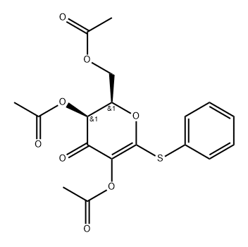 D-threo-Hex-1-enopyranosid-3-ulose, phenyl 1-thio-, 2,4,6-triacetate Struktur