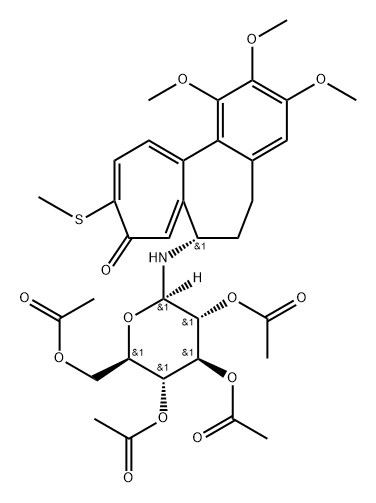 (S)-6,7-Dihydro-1,2,3-trimethoxy-10-(methylthio)-7-(2-O,3-O,4-O,6-O-tetraacetyl-β-D-glucopyranosylamino)benzo[a]heptalen-9(5H)-one Struktur