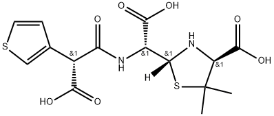 2-Thiazolidineacetic acid, 4-carboxy-α-[(carboxy-3-thienylacetyl)amino]-5,5-dimethyl-, [2R-[2α[R*(R*)],4β]]- (9CI) Struktur