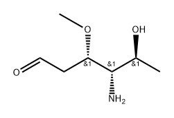 4-Amino-3-O-methyl-2,4,6-trideoxy-L-arabino-hexose Struktur