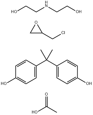 Phenol,4,4-(1-methylethylidene)bis-, polymer with (chloromethyl) oxirane and 2,2'-iminobis[ethanol],acetate (salt) Struktur