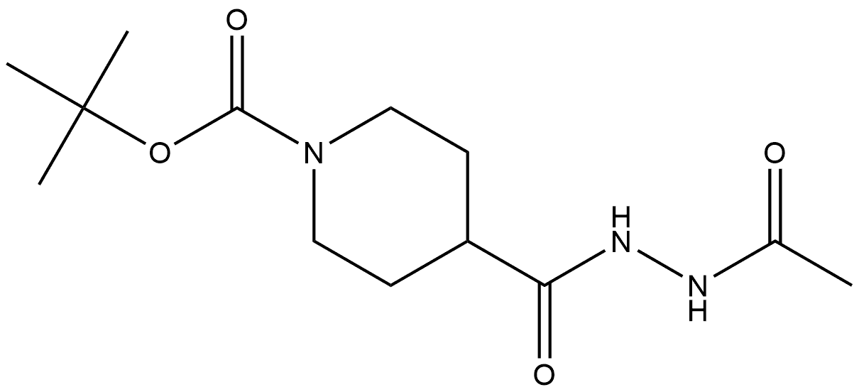 1,4-Piperidinedicarboxylic acid, 1-(1,1-dimethylethyl) ester, 4-(2-acetylhydrazide) Struktur