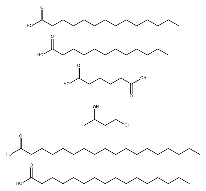 1,3-Butanediol adipate polymer, mixed exters with lauric, myristic, pa lmitic and stearic acid Struktur