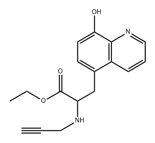 Ethyl 8-hydroxy-alpha-(2-propynylamino)-5-quinolinepropanoate Struktur