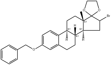 Estra-1,3,5(10)-trien-17-one, 16-bromo-3-(phenylmethoxy)-, cyclic 1,2-ethanediyl acetal (9CI) Struktur