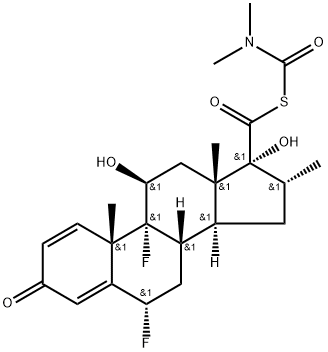 (6S,8S,9R,10S,11S,13S,14S,16R,17R)-6,9-difluoro-11,17-dihydroxy-10,13,16-trimethyl-3-oxo-6,7,8,9,10,11,12,13,14,15,16,17-dodecahydro-3H-cyclopenta[a]phenanthrene-17-carboxylic dimethylcarbamic thioanhydride Struktur