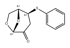 .beta.-D-erythro-Hexopyranos-2-ulose, 1,6-anhydro-3-deoxy-4-S-phenyl-4-thio- Struktur