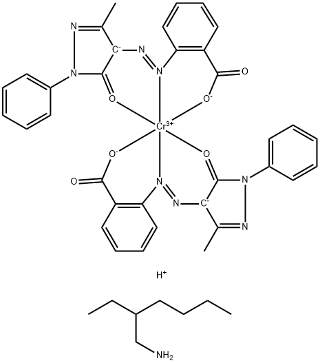 hydrogen bis[2-[(4,5-dihydro-3-methyl-5-oxo-1-phenyl-1H-pyrazol-4-yl)azo]benzoato(2-)]chromate(1-), compound with 2-ethylhexylamine (1:1) Struktur