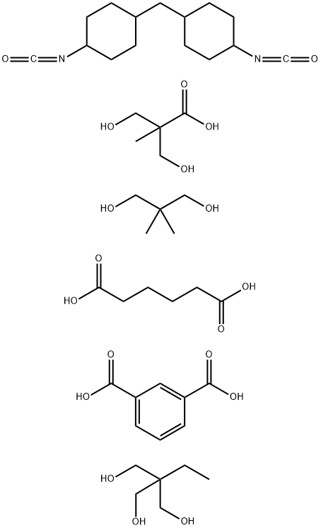 1,3-Benzenedicarboxylic acid, polymer with 2,2-dimethyl-1,3-propanediol, 2-ethyl-2-(hydroxymethyl)-1,3-propanediol, hexanedioic acid, 3-hydroxy-2-(hydroxymethyl)-2-methylpropanoic acid and 1,1-methylenebis4-isocyanatocyclohexane Struktur