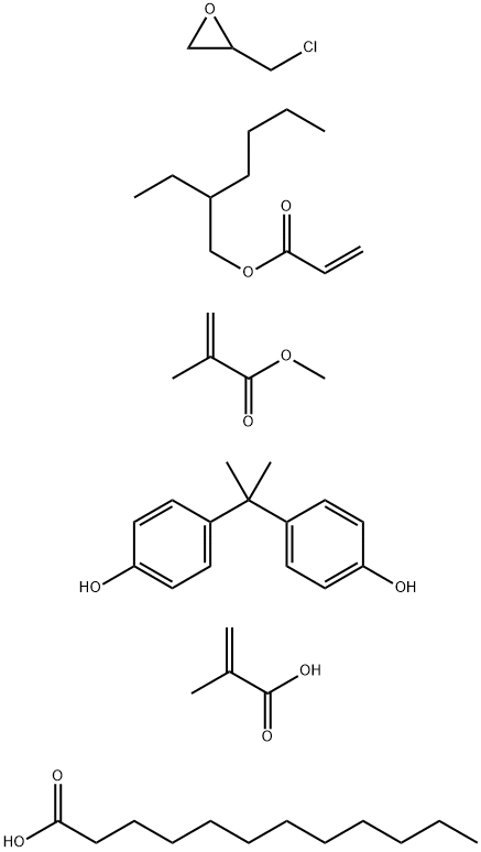 2-Propenoic acid, 2-methyl-, polymer with (chloromethyl)oxirane, 2-ethylhexyl 2-propenoate, 4,4'-(1-methylethylidene)bis[phenol] and methyl 2-methyl-2-propenoate, dodecanoate Struktur