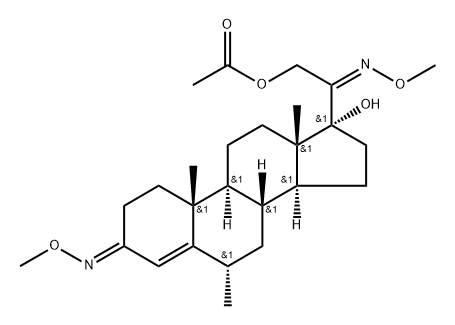 21-Acetoxy-17-hydroxy-6α-methylpregn-4-ene-3,20-dione bis(O-methyl oxime) Struktur