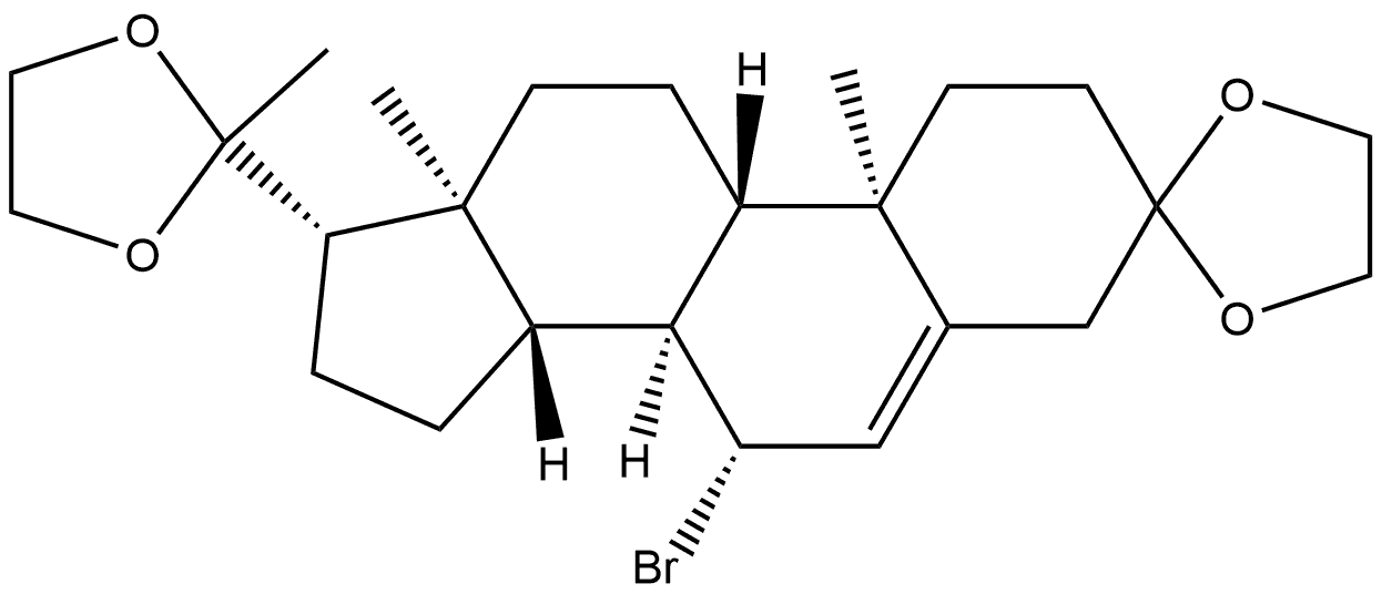 Pregn-5-ene-3,20-dione, 7-bromo-, cyclic bis(1,2-ethanediyl acetal), (7β)- (9CI) Struktur