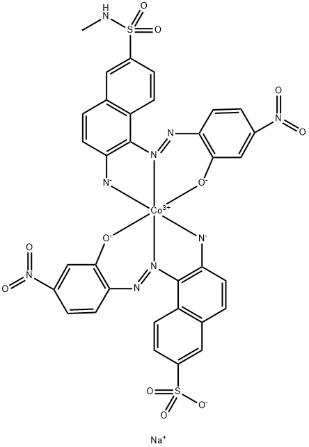 disodium [6-amino-5-[(2-hydroxy-4-nitrophenyl)azo]-N-methylnaphthalene-2-sulphonamidato(2-)][6-amino-5-[(2-hydroxy-4-nitrophenyl)azo]naphthalene-2-sulphonato(3-)]cobaltate(2-) Struktur