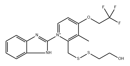 1-(1H-benzo[d]imidazol-2-yl)-2-(((2-hydroxyethyl)disulfaneyl)methyl)-3-methyl-4-(2,2,2-trifluoroethoxy)pyridin-1-ium Struktur