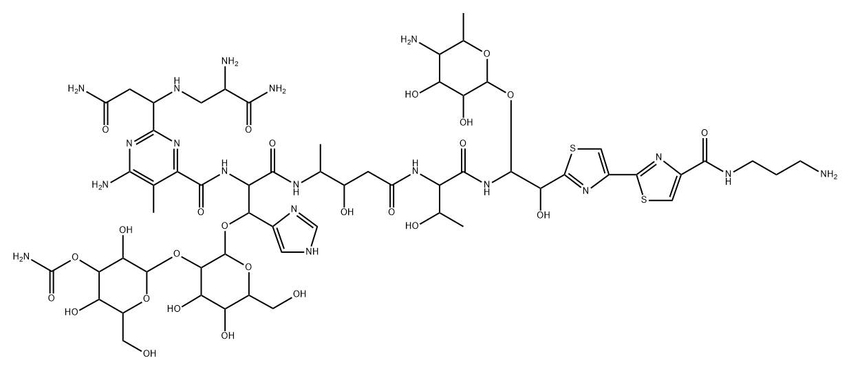 13-[(4-Amino-4,6-dideoxy-α-L-talopyranosyl)oxy]-N1-(3-aminopropyl)-19-demethyl-12-hydroxybleomycinamide Struktur