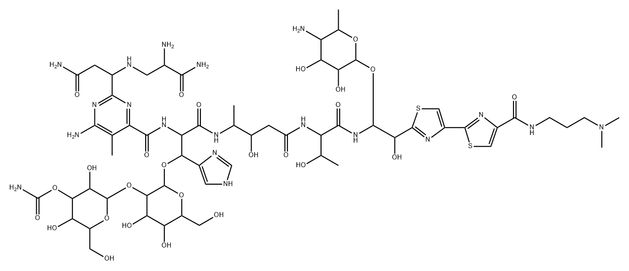 13-[(4-Amino-4,6-dideoxy-α-L-talopyranosyl)oxy]-19-demethyl-N1-[3-(dimethylamino)propyl]-12-hydroxybleomycinamide Struktur