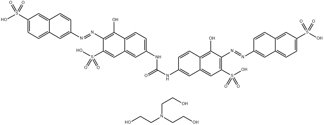 7,7'-(carbonyldiimino)bis[4-hydroxy-3-[(6-sulpho-2-naphthyl)azo]naphthalene-2-sulphonic] acid, sodium salt, compound with 2,2',2''-nitrilotriethanol Struktur