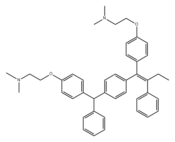 Ethanamine, 2-[4-[[4-[(1E)-1-[4-[2-(dimethylamino)ethoxy]phenyl]-2-phenyl-1-buten-1-yl]phenyl]phenylmethyl]phenoxy]-N,N-dimethyl- Struktur