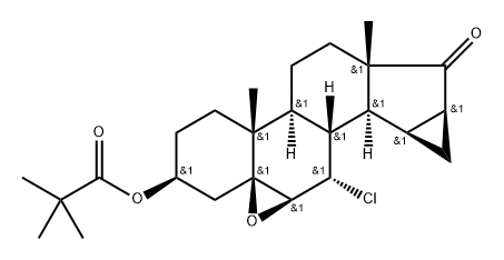 7α-chloro-5,6β-epoxy-15β,16β-methylene-3β-pivaloyloxy-5β-androstan-17-one Struktur