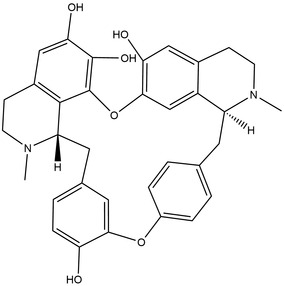 Berbaman-6,6',7,12-tetrol, 2,2'-dimethyl-, (1β)- (9CI) Struktur