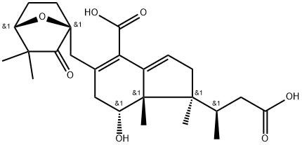 (1S,βR)-4-Carboxy-5-[[(1S,4S)-3,3-dimethyl-2-oxo-7-oxabicyclo[2.2.1]heptan-1-yl]methyl]-2,6,7,7a-tetrahydro-7β-hydroxy-β,1,7aα-trimethyl-1H-indene-1α-propanoic acid Struktur