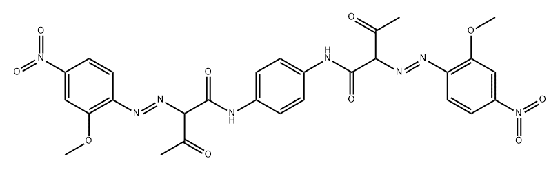 Butanamide, N,N-1,4-phenylenebis2-(2-methoxy-4-nitrophenyl)azo-3-oxo- Struktur