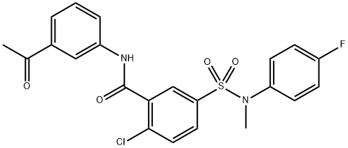 Benzamide, N-(3-acetylphenyl)-2-chloro-5-[[(4-fluorophenyl)methylamino]sulfonyl]- Struktur