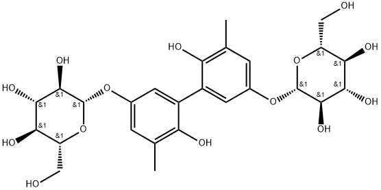 β-D-Glucopyranoside, 6,6'-dihydroxy-5,5'-dimethyl[1,1'-biphenyl]-3,3'-diyl bis- Struktur