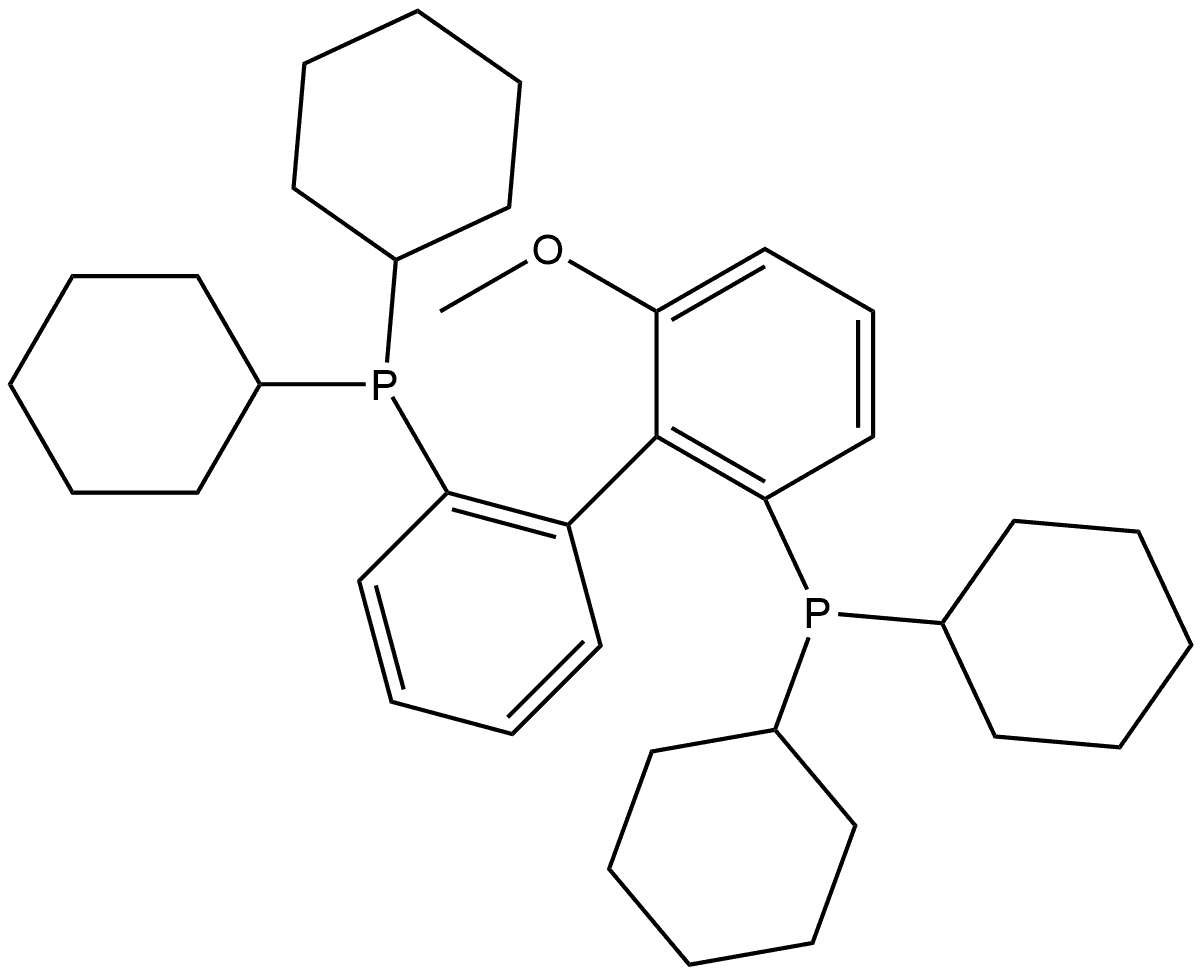 (+)-(6-Methoxy-[1,1'-biphenyl]-2,2'-diyl)bis(dicyclohexylphosphine) Struktur