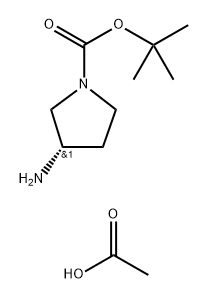 1-Pyrrolidinecarboxylic acid, 3-amino-, 1,1-dimethylethyl ester, (3S)-, acetate (1:1) Struktur