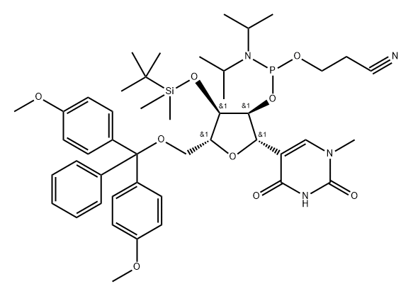 5'-DMT-3'-O-TBDMS-N1-Me-Pseudouricdine-CE-Phosphoramidite Struktur