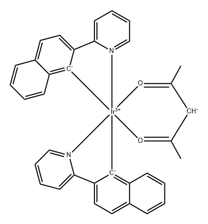 Bis(2-(naphthalen-2-yl)pyridine)(acetylacetonate)iridium(III) Struktur