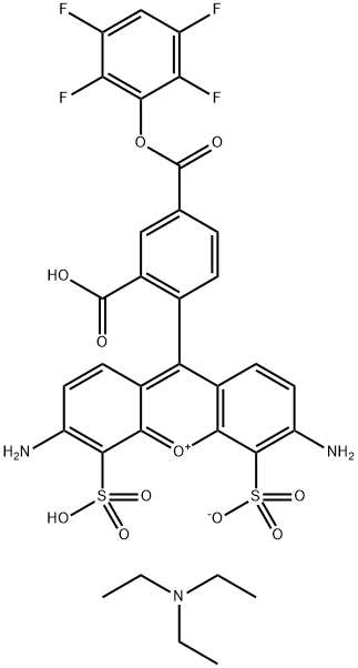 3,6-Diamino-9-[2-carboxy-4-[(2,3,5,6-tetrafluorophenoxy)carbonyl]phenyl]-4,5-disulfoxanthylium bis(triethylammmonium) salt Struktur