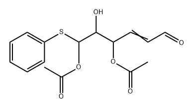 L-threo-Hex-2-enodialdose, 2,3-dideoxy-, 6-(S-phenyl monothioacetal), 4,6-diacetate, (E)- Struktur