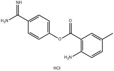 Benzoic acid, 2-amino-5-methyl-, 4-(aminoiminomethyl)phenyl ester, hydrochloride (1:1) Struktur