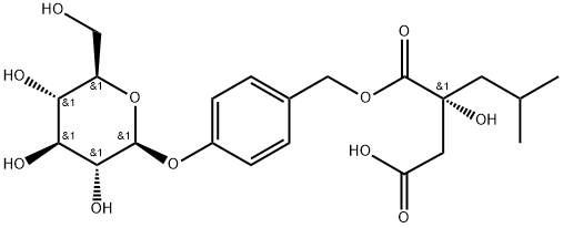 β-D-Glucopyranoside, 4-[[[(2R)-2-(carboxymethyl)-2-hydroxy-4-methyl-1-oxopentyl]oxy]methyl]phenyl Struktur