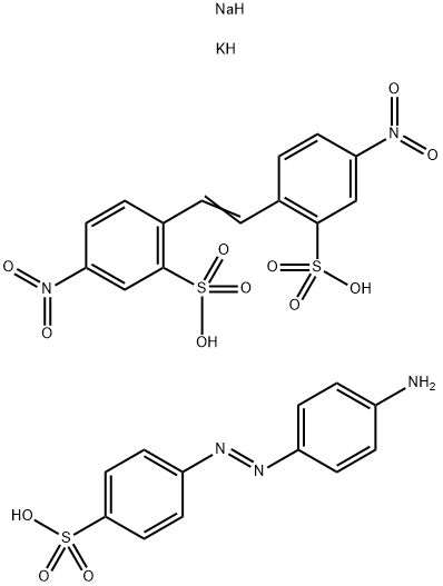 Benzenesulfonic acid, 2,2'-(1,2-ethenediyl)bis[5-nitro-, reaction products with 4-[(4-aminophenyl)azo]benzenesulfonic acid, reduced, oxidized, potassium sodium salts Struktur