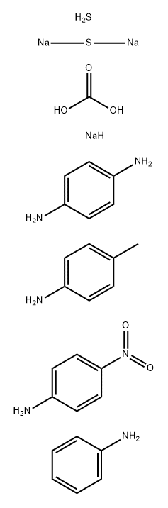 Carbonic acid disodium salt, reaction products with aniline, 4-nitrobenzenamine, p-phenylenediamine, sodium sulfide, sulfur and p-toluidine Struktur