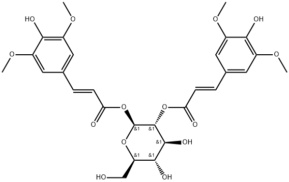 β-D-Glucopyranose, 1,2-bis[(2E)-3-(4-hydroxy-3,5-dimethoxyphenyl)-2-propenoate] Struktur