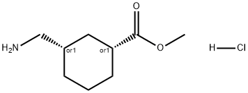 Cyclohexanecarboxylic acid, 3-(aminomethyl)-, methyl ester, hydrochloride (1:1), (1R,3S)-rel- Struktur