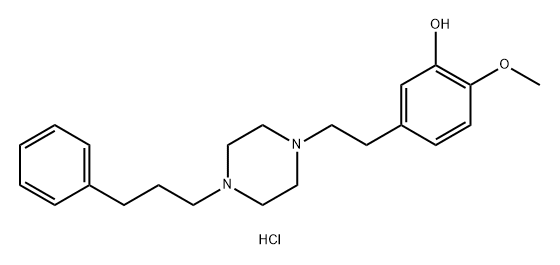 2-Methoxy-5-[2-[4-(3-phenylpropyl)-1-piperazinyl]ethyl]phenol dihydrochloride Struktur