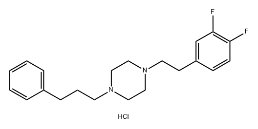 Piperazine, 1-[2-(3,4-difluorophenyl)ethyl]-4-(3-phenylpropyl)-, dihydrochloride Struktur