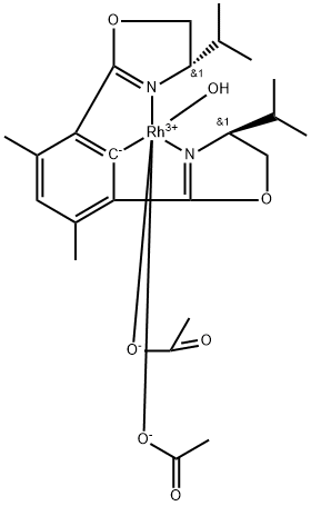 Bis(acetato)aqua[(S,S)-4,6-bis(4-isopropyl-2-oxazolin-2-yl)-M-xylene]rhodiuM Struktur