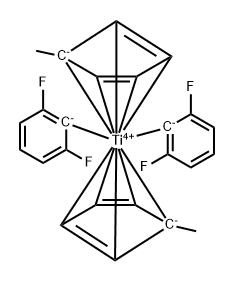 Titanium, bis(2,6-difluorophenyl)bis(1,2,3,4,5-.eta.)-1-methyl-2,4-cyclopentadien-1-yl- Struktur