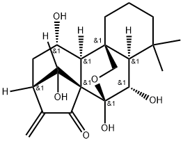 Kaur-16-en-15-one, 7,20-epoxy-6,7,11,14-tetrahydroxy-, (6β,7α,11β,14R)- Struktur