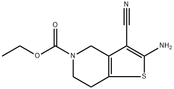 Thieno[3,2-c]pyridine-5(4H)-carboxylic acid, 2-amino-3-cyano-6,7-dihydro-, ethyl ester Struktur