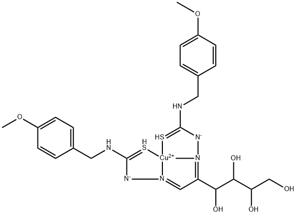 arabino-Hexos-2-ulose, bis[[[[(4-methoxyphenyl)methyl]amino]thioxomethyl]hydrazone], copper complex Struktur